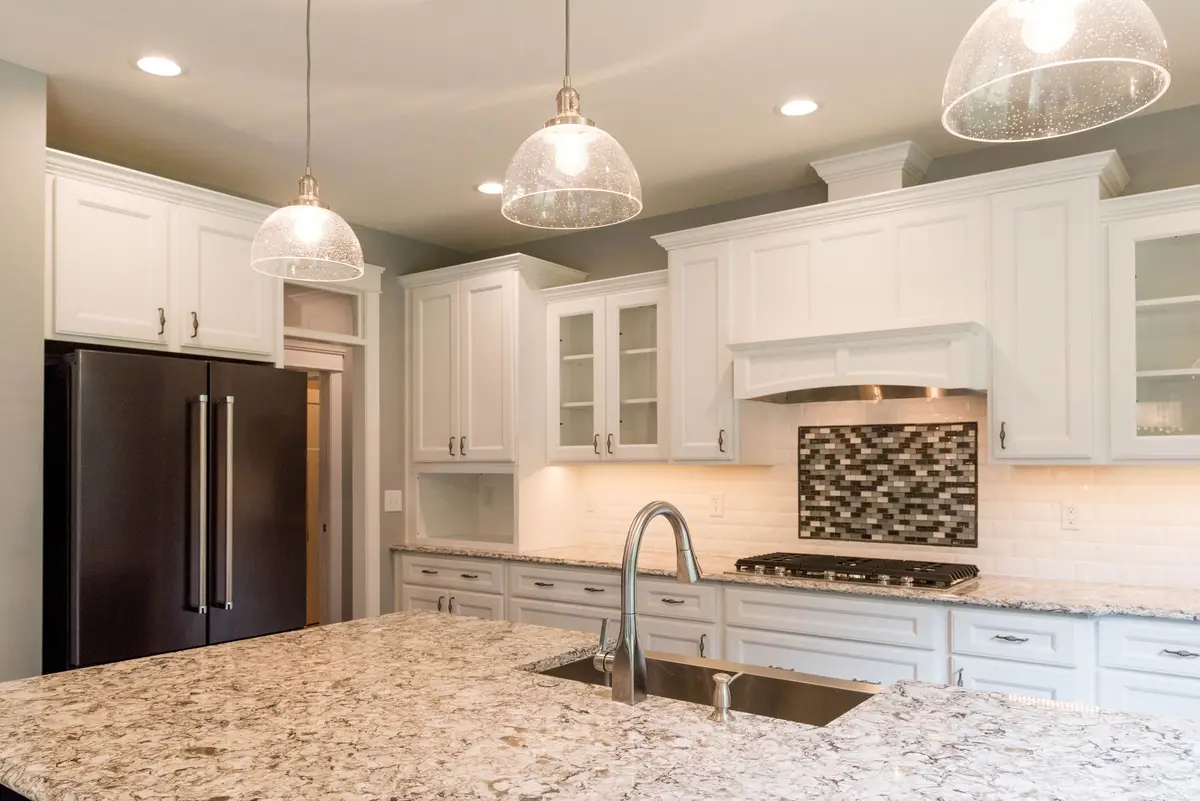 Kitchen with bright island and ample prep space