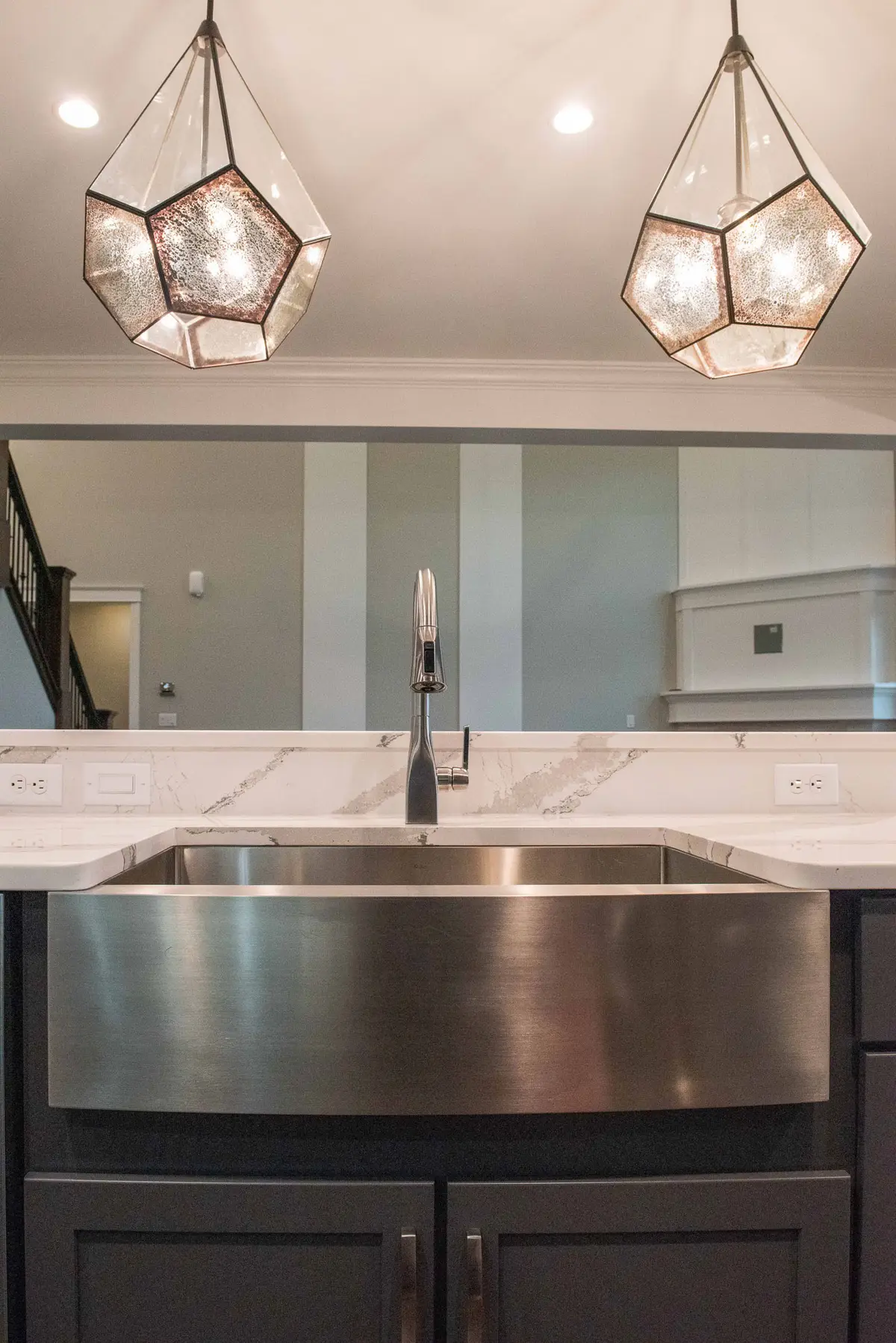 Kitchen prep area with stainless sink