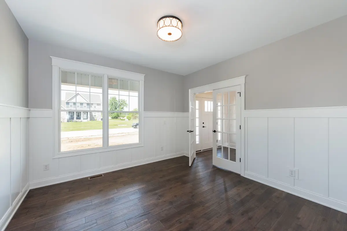 Living room with custom built-in cabinetry